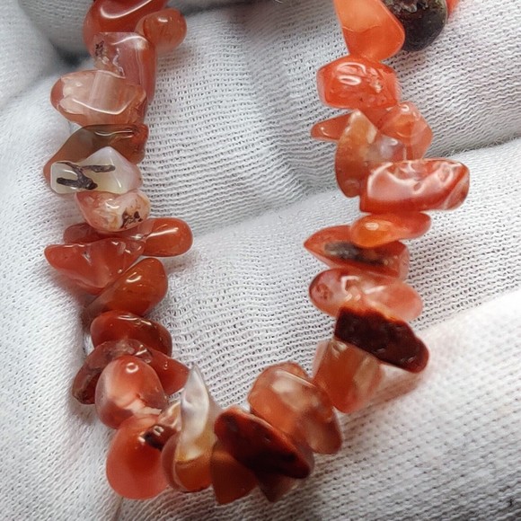 Carnelian Stretch Bracelet 5-8mm chip natural stone includes felt pouch-CB08 - Picture 5 of 10